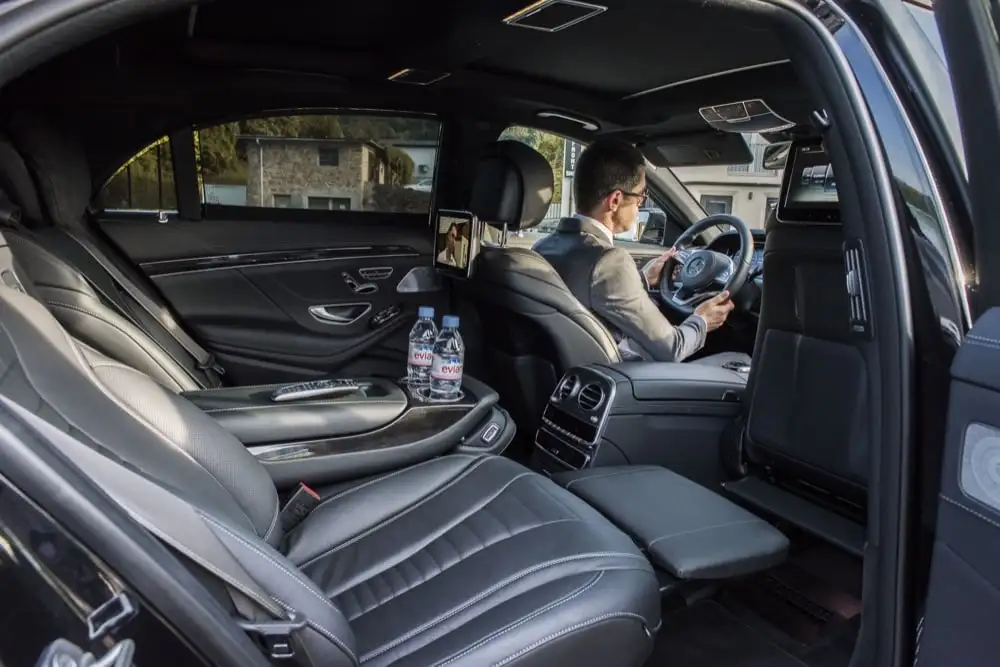 inside a limousine Mercedes