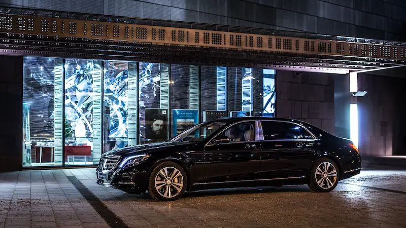 limousine car at night